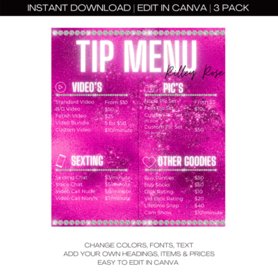 Onlyfans tip menu template