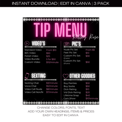 Onlyfans tip menu template