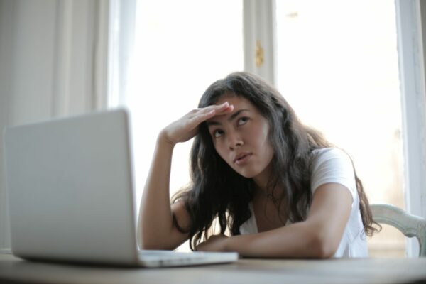 stressed woman on laptop